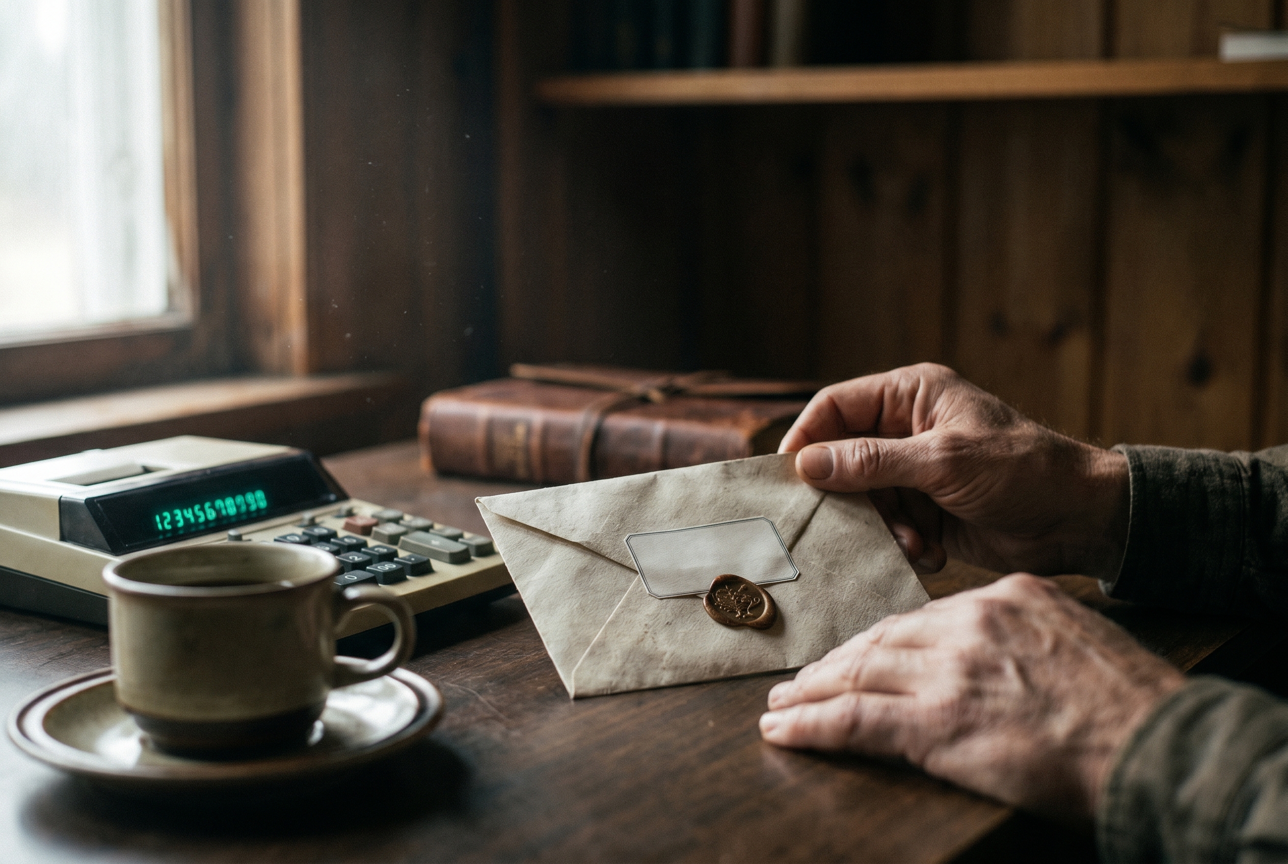 A moody, realistic scene of a bank deposit document on a desk